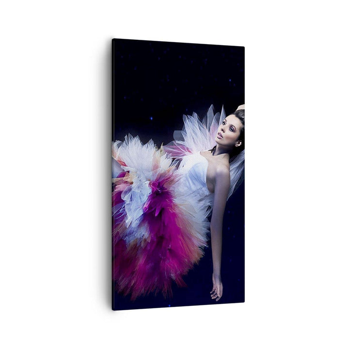 Bilder auf Leinwand 55x100cm Leinwandbild mit Rahmen Frau Geheimnis Kleid elegant Gross Wanddeko Bil