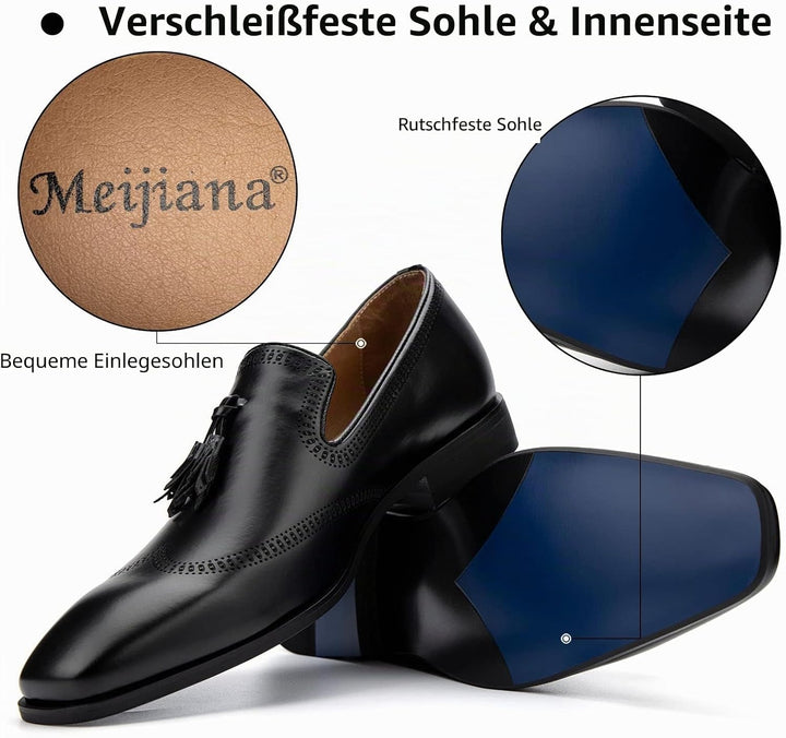 MEIJIANA Herren Mokassins Herren Elegante Schuhe Herren Casual Slip on Anzugschuhe 41 EU Schwarz 03,
