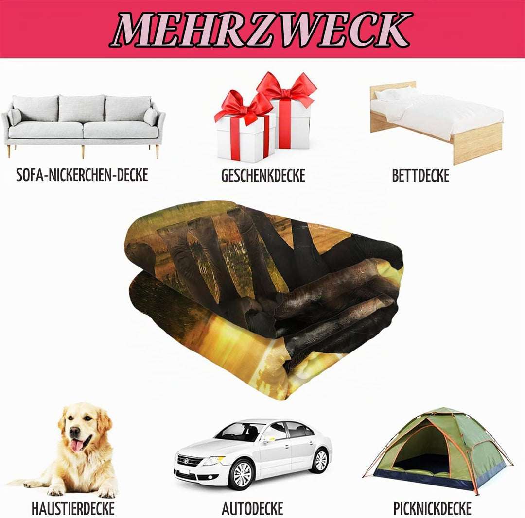 YISUMEI Decke 150x200 cm Kuscheldecken Sanft Flanell Weich Fleecedecke Bettüberwurf Mutter Elefant K