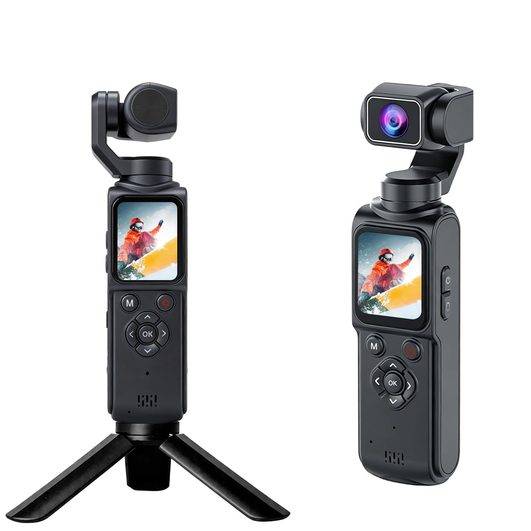 4K Pocket Action Cam mit 330° Gedrehtes Objektiv＆1.72-Zoll-Touchscreen | Vlogging-Kamera,drahtloser