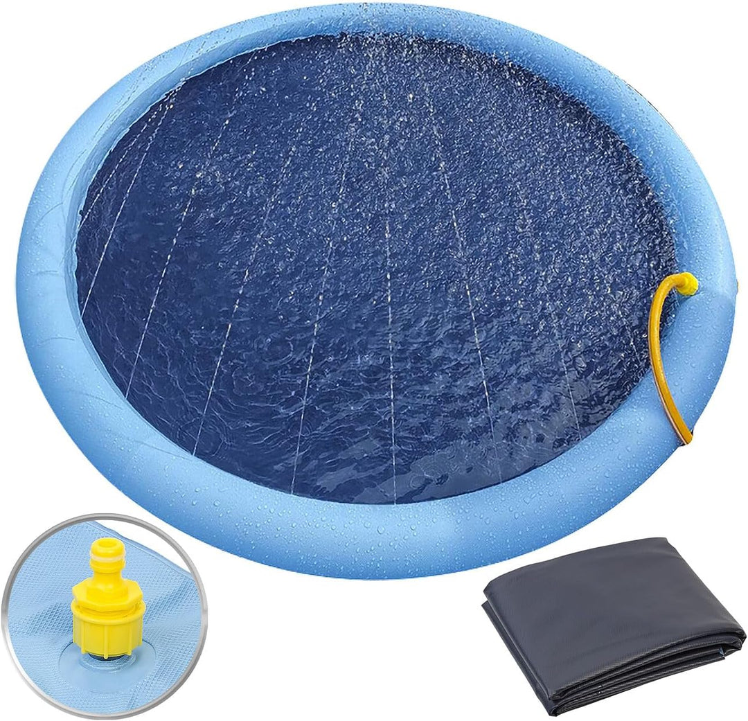 infactory Sprinklerpool: 2er-Set Wasser-Spielmatte für Kinder & Hunde, Schlauchanschluss, PVC (Sprit