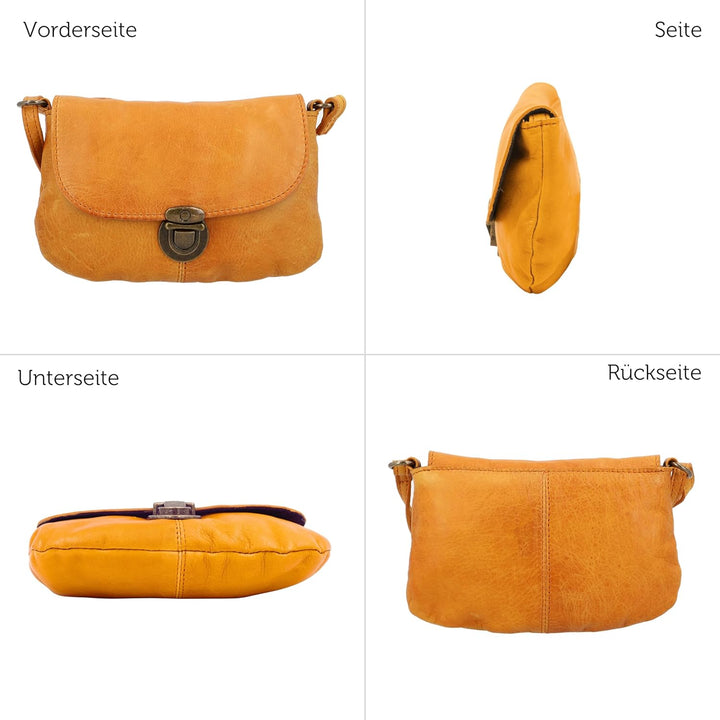 Gusti Umhängetasche Leder - Rona Damen Handtasche Ledertasche Vintage Leder Cognac, Cognac