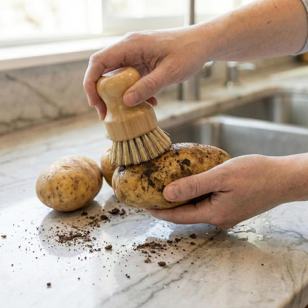Spülbürsten Set 4 Stück, Bambusgriff mit Aufhängeseil – 2× Sisalborsten, 2× Kokosborsten – Natürlich