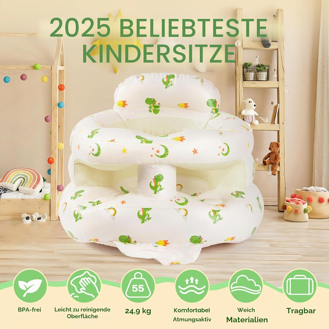 Aufblasbarer Babysitz, aufblasbarer Babysitz für Babys ab 3 Monaten, aufblasbarer Stuhl mit integrie