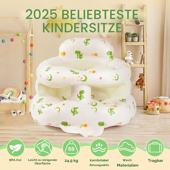 Aufblasbarer Babysitz, aufblasbarer Babysitz für Babys ab 3 Monaten, aufblasbarer Stuhl mit integrie