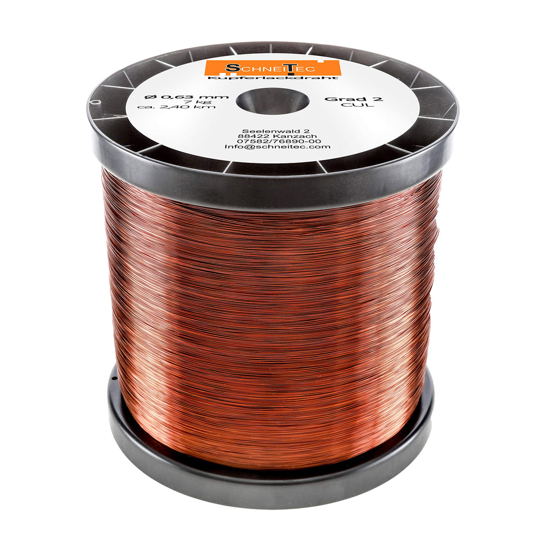 Kupferlackdraht W210 Ø 0,63 mm 7 kg CU Lackdraht Grad 2 CUL Kupferdraht Gewicht 7 Kilogramm Durchmes