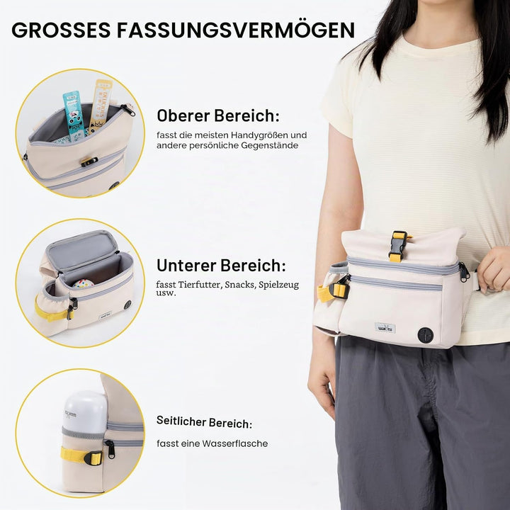 wakytu Hundeleckerli-Beutel für Training Leckerli-Tasche-Taillengurt zum Wandern Laufen, Verstellbar