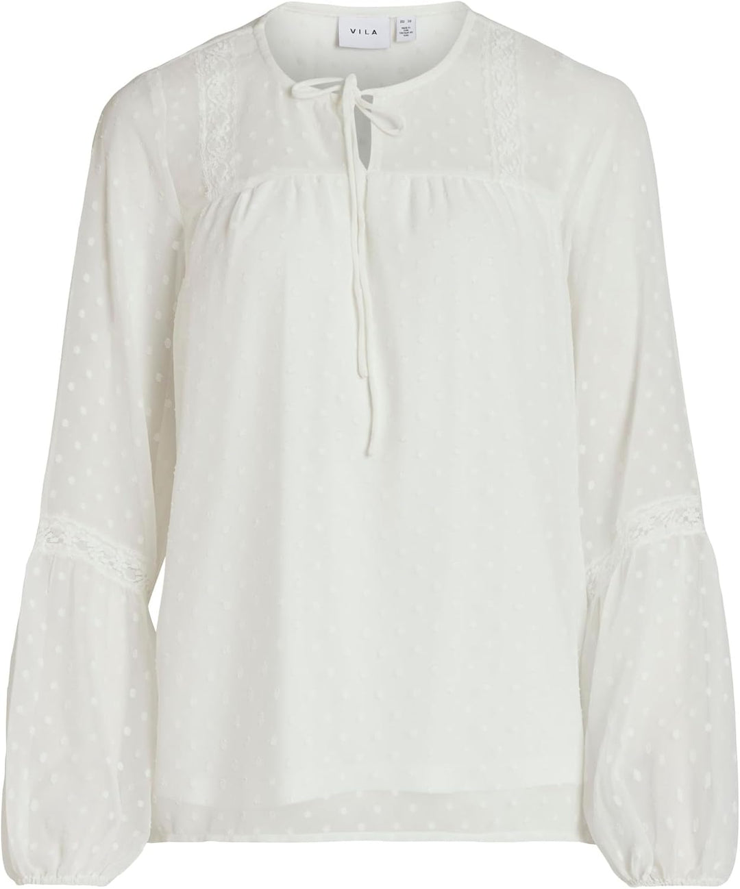 Vila Damen Viedee L/S Top/Su-Noos Bluse 36 Snow White, 36 Snow White