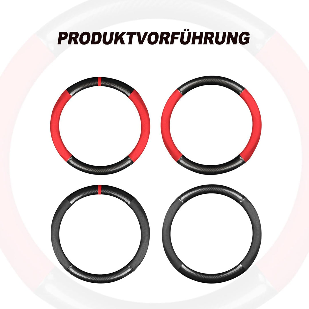 Ergocar Auto Lenkradbezug Rutschfester Auto Sport Lenkradschutz Kohlefaser &amp; PU Leder für Durchmesse