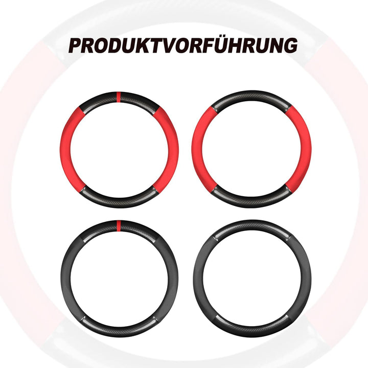 Ergocar Auto Lenkradbezug Rutschfester Auto Sport Lenkradschutz Kohlefaser &amp; PU Leder für Durchmesse