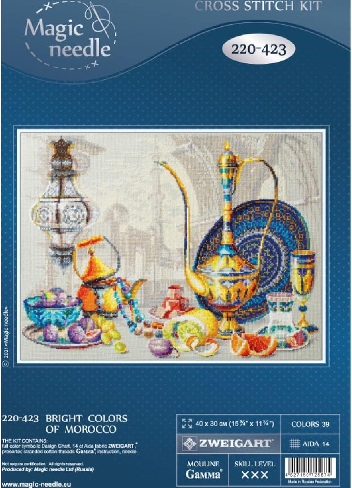 Magic Needle 220-423 ZW Marossos Leuchtende Farben Kreuzstichset mit Zählmuster Zweigart Edition, Ba