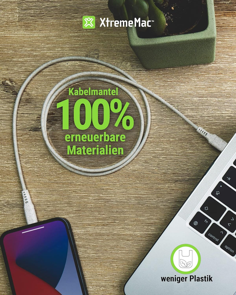 XtremeMac® Premium ECO USB-C auf Lightning Kabel, MFi-Zertifiziert Apple iPhone Ladekabel 13/13 Pro/