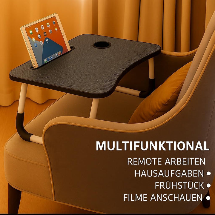 Betttablett Klappbar, Frühstückstablett mit Griff und Getränkehalter, Serviertisch, Ideal für Lesen