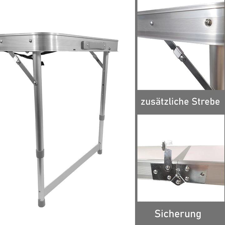 Lemodo Campingtisch mit Stühlen, Klapptisch Set 5-teilig, Campingmöbel klappbar, Esstisch höhenverst
