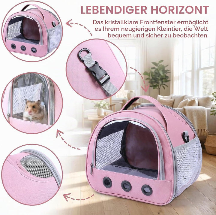 Kleintier-Transportbox Tragbare, atmungsaktive Transportbox für Meerschweinchen mit transparentem Fe