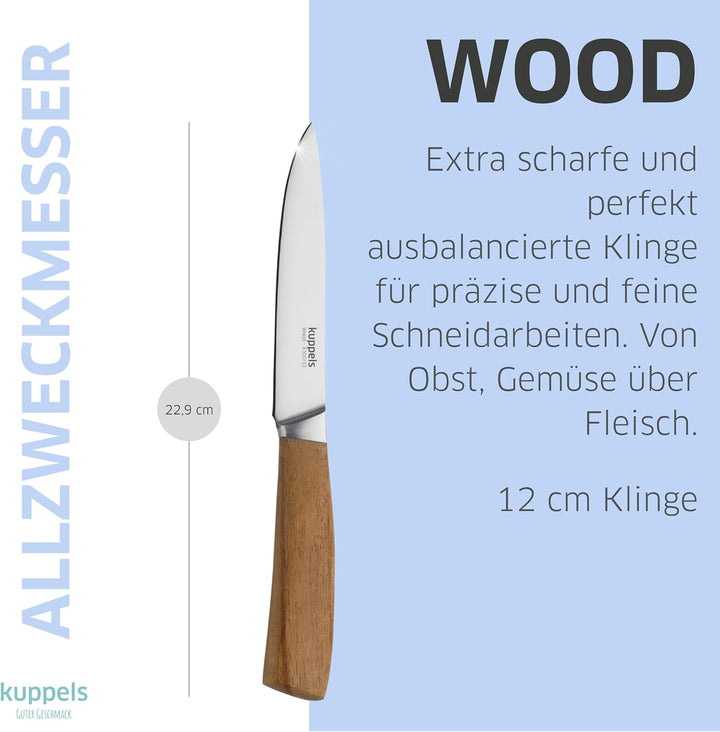 Kuppels WOOD Küchenmesser Set 2 teilig, Extrem scharfes Küchenmesser Set aus Chrom Vanadium Stahl, G