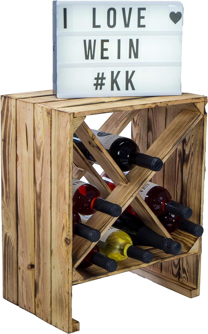 Kistenkolli Altes Land geflammtes Weinregal X Masse 50x40x27cm Regalkiste Flaschenablage Weinregal A