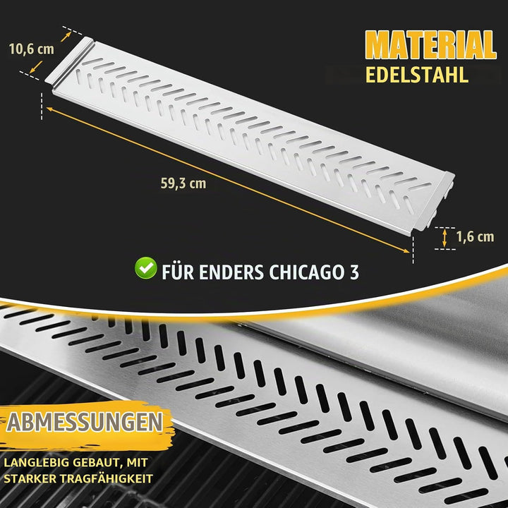 GFTIME Warmhalterost für Enders Chicago Next 3, Edelstahl Ersatzteil, 59,3 x 10,6 cm, obere Grillabl