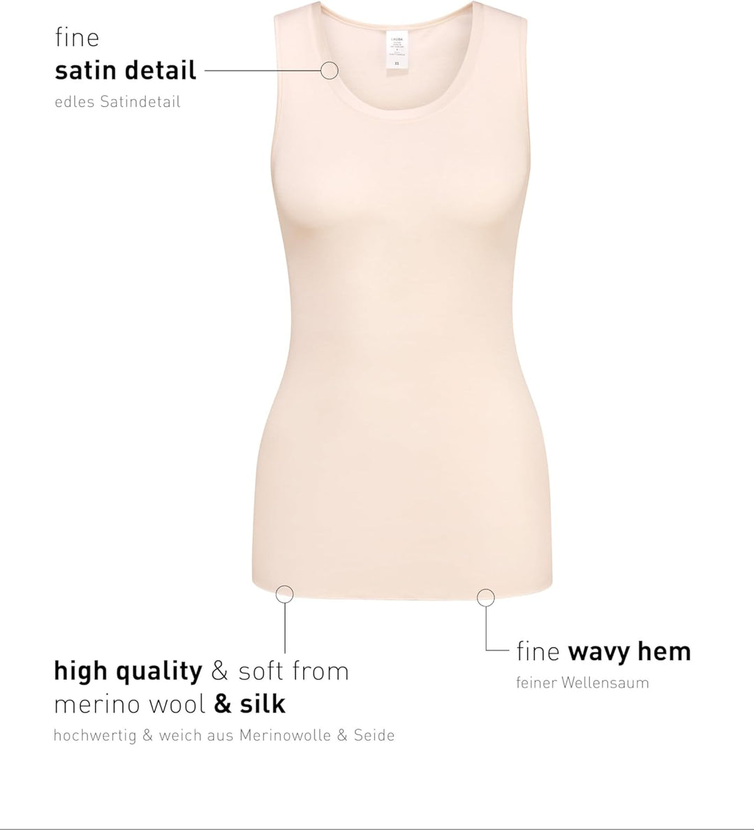 CALIDA True Confidence Tank-Top aus Wolle-Seide Damen, aus Merinowolle und Seide, wärmend, temperatu