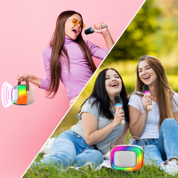 GUYUCOM Karaoke Machine mit 2 Kabellose Mini Mikrofon für Kinder und Erwachsene, Tragbaren Bluetooth