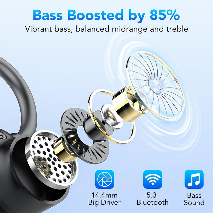 Bluetooth Kopfhörer Sport, Kopfhörer Kabellos Bluetooth 5.3 mit HD Mic, In Ear Kopfhörer mit 4 ENC K