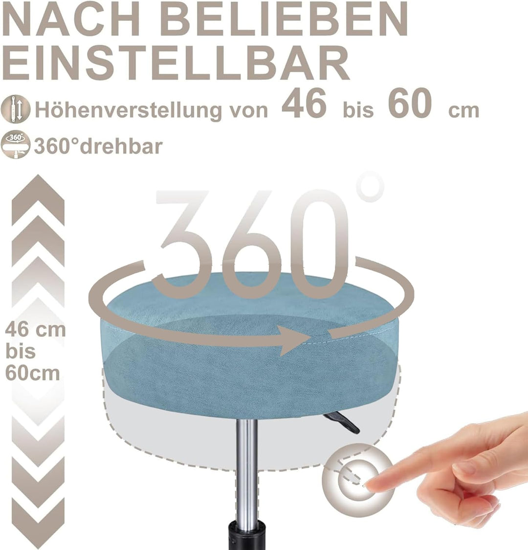 Zedelmaier Rollhocker höhenverstellbar, Bürohocker mit Gummirollen, 360° drehbar Hocker mit Rollen &