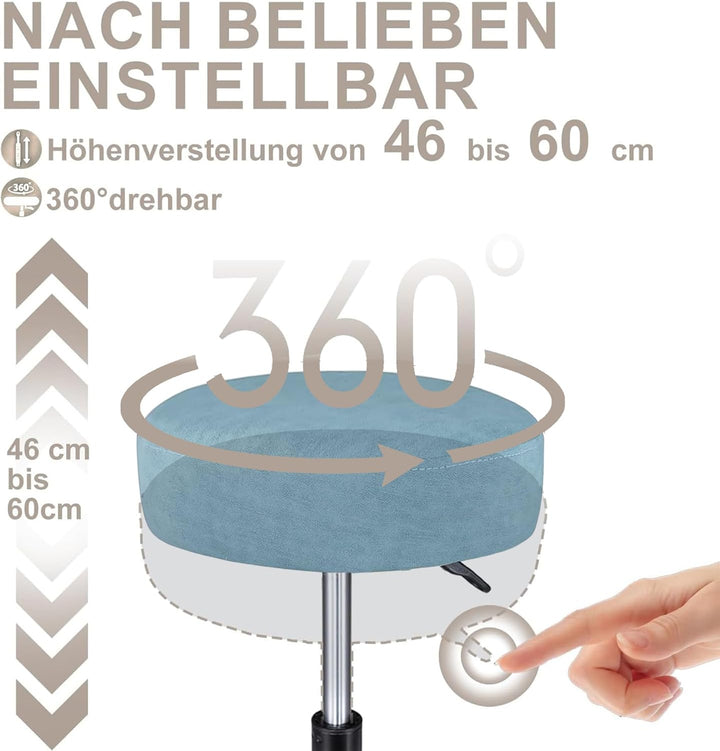 Zedelmaier Rollhocker höhenverstellbar, Bürohocker mit Gummirollen, 360° drehbar Hocker mit Rollen &