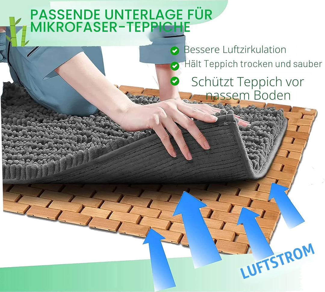 CHILL HOUSE Bambusmatte 60 x 40 cm. Bambusteppich Antibakteriell Und Elegant, Badteppich rutschfest