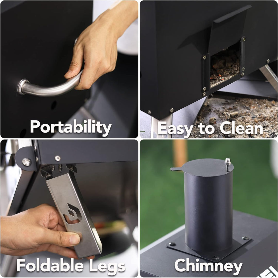 Pizzello Outdoor- Pizzaöfen Holzbefeuerter Pizzaöfen zum Backen von 2 Pizzen im Freien mit Pizzastei