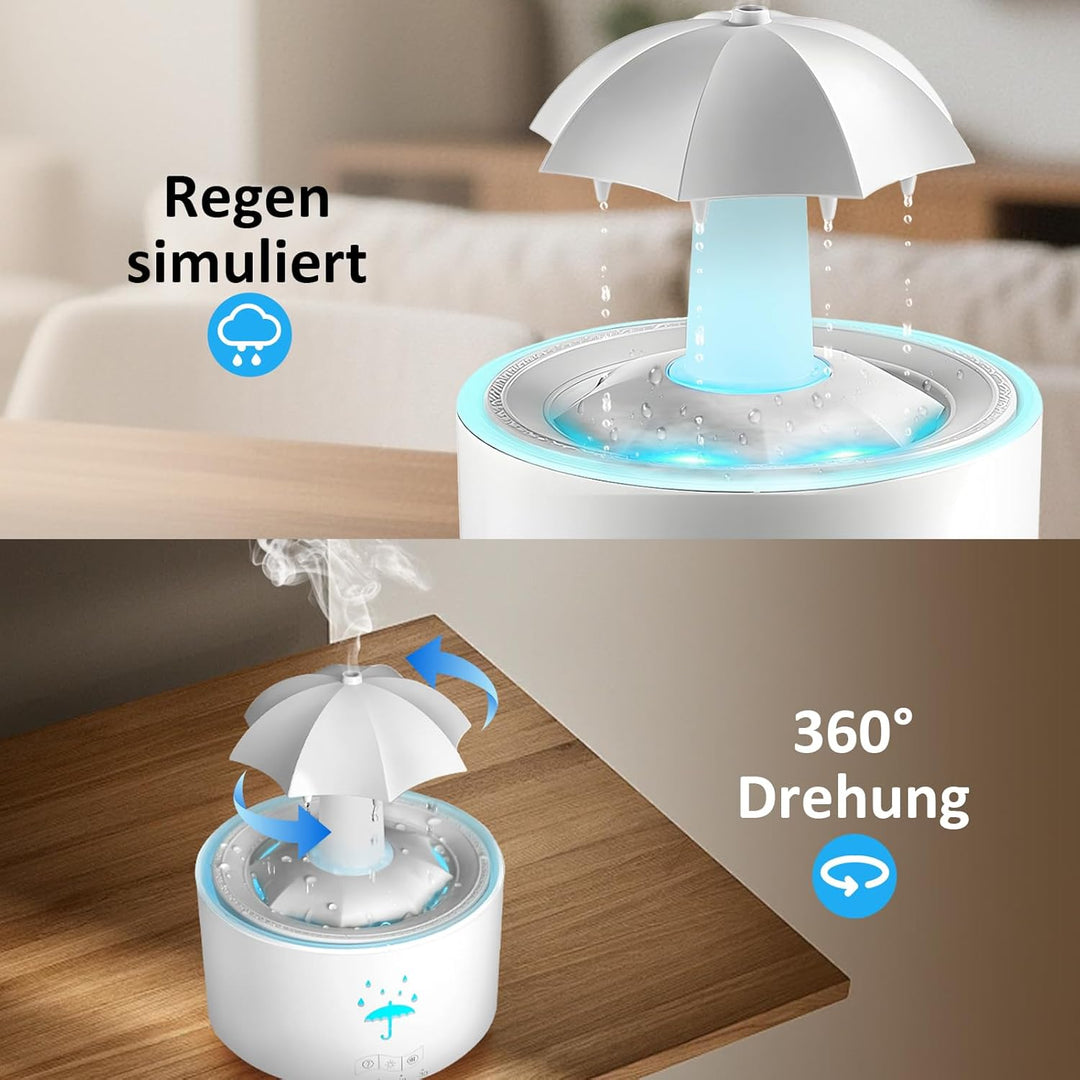 RUIZHI 300ML Luftbefeuchter Kinderzimmer, Regenschirm Luftbefeuchter mit Fernbedienung & Auto Abscha