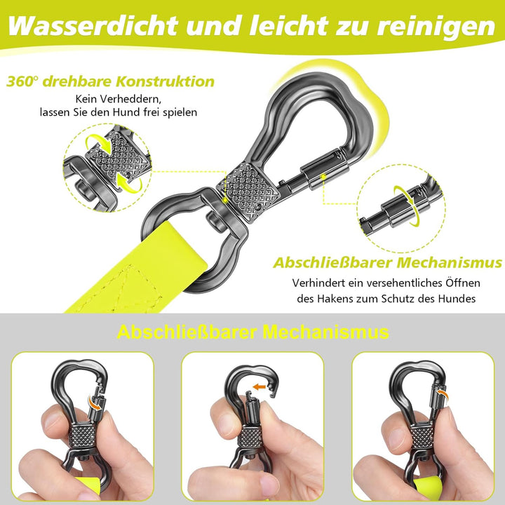 X XBEN Wasserfest Schleppleine für Hunde,15M Gummierte Schleppleine mit Abschliessbarer Karabine, Hu