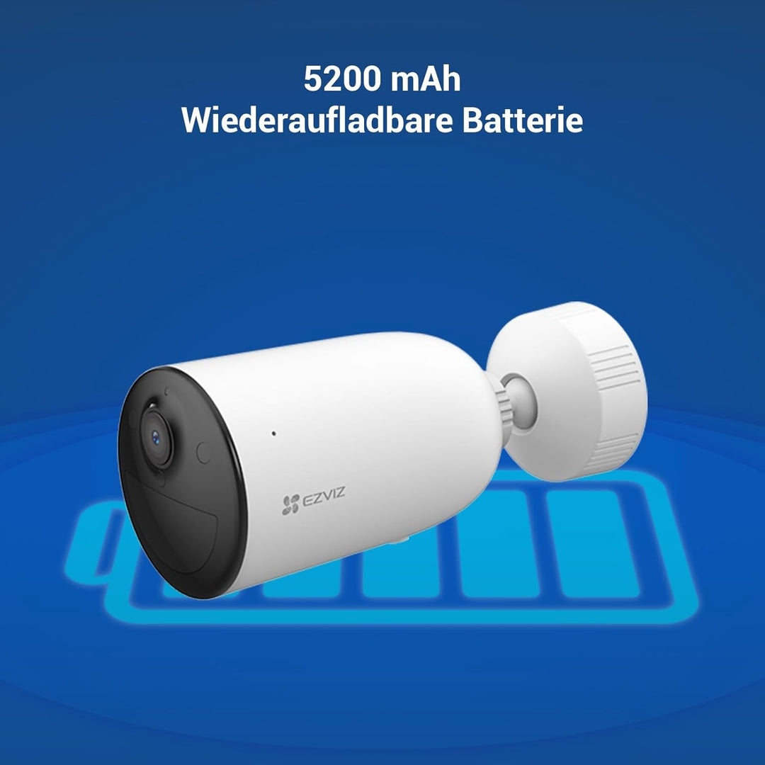 EZVIZ 2K Akku Kamera, 100% kabellose Aussenkamera mit AOV-Modus und Farbnachtsicht, KI Personen-/Fah
