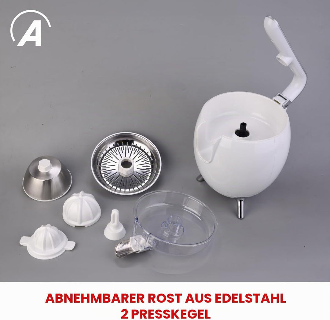 Ardes Arspre03W Juice Art W Elektrische Zitruspresse mit Druck - Leistung 500 W, 0,5 l Edelstahlfilt