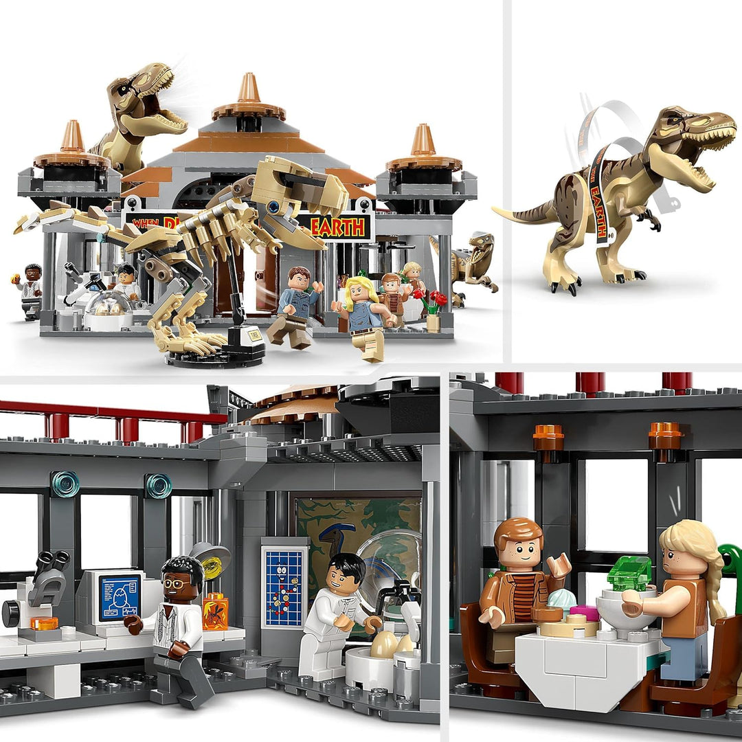LEGO 76961 Jurassic Park Angriff des T. rex und des Raptors aufs Besucherzentrum, Dinosaurier Spielz