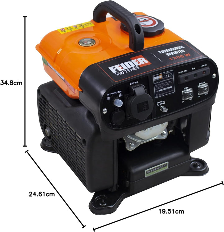 FEIDER FG1600I–A Kompakter Benzin Stromgenerator - Leistung 1000W bis 1200W - Notstromaggregat - Aut