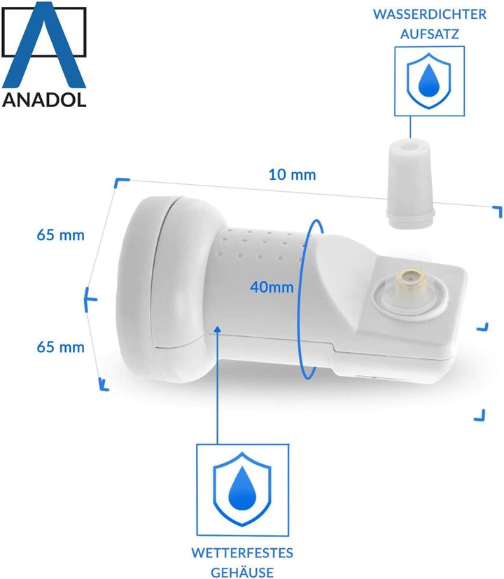[ Test 2X SEHR GUT ] Anadol GoldLine Digital Single LNB-0.1dB HDTV, 4K, UHD, Full HD - kälte & hitze