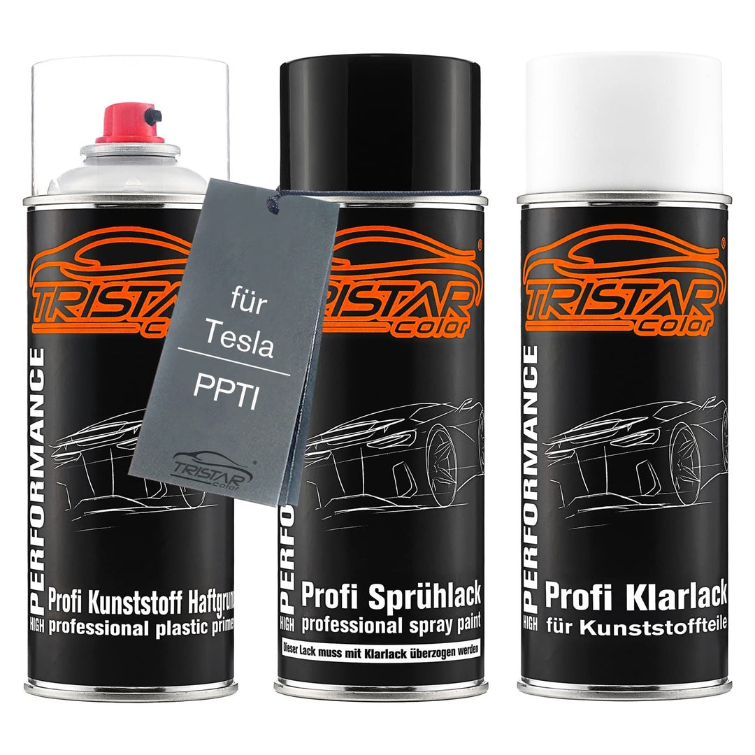 TRISTARcolor Autolack Spraydosen Set für Kunststoff Stossstange für Tesla PPTI Titanium Metallic Haf