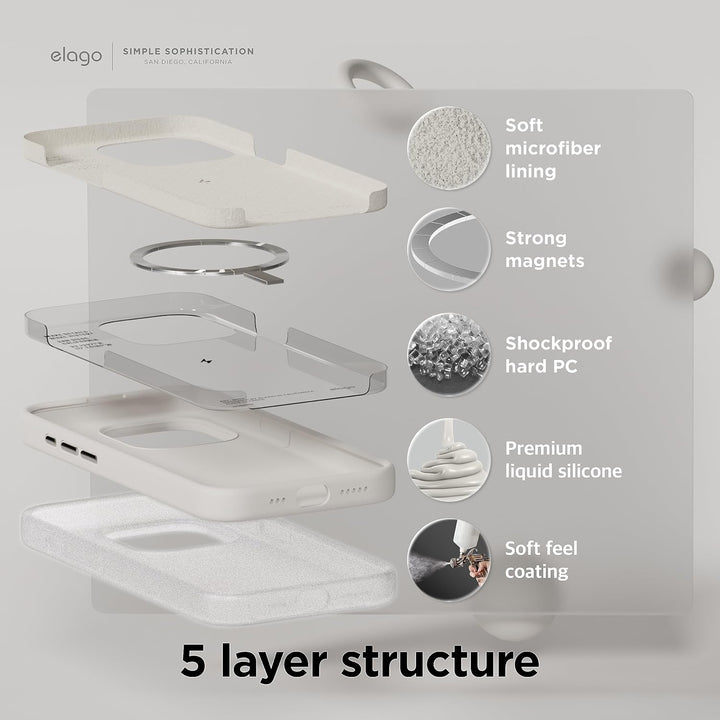 elago Magnetische Silikonhülle Kompatibel mit iPhone 15 Pro Max Hülle, Kompatibel mit MagSafe Alles