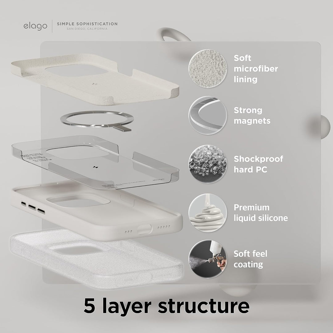 elago Magnetische Silikonhülle Kompatibel mit iPhone 15 Pro Hülle, Kompatibel mit MagSafe Alles Zube