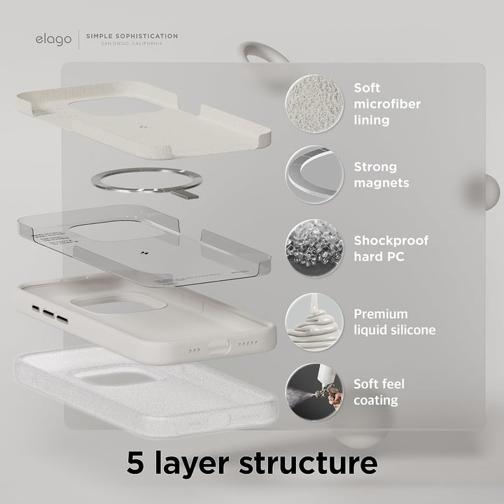 elago Magnetische Silikonhülle Kompatibel mit iPhone 15 Pro Hülle, Kompatibel mit MagSafe Alles Zube