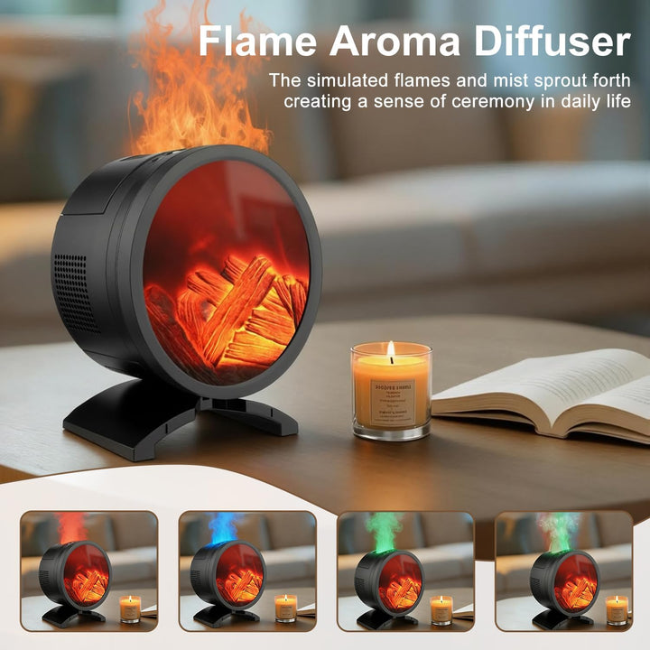 Aroma Diffuser, Diffuser Ätherische Öle mit 5 Farben Licht Flammeneffekt, Wasserlose Abschaltautomat