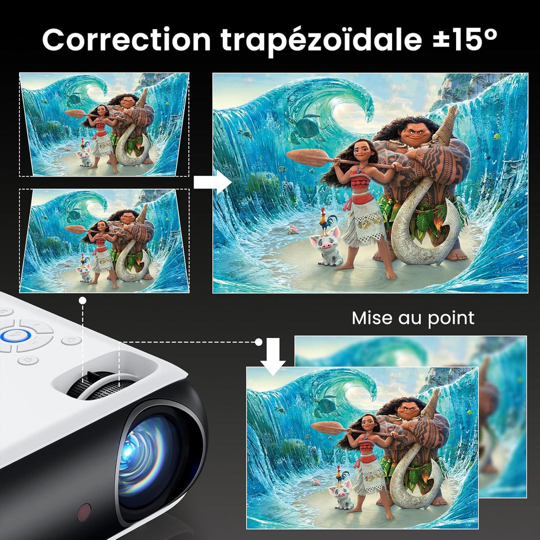 Mini Beamer 4K, HAPPRUN H1 Full HD Beamer mit Bluetooth – Native 1080P Tragbarer Outdoor Projektor m