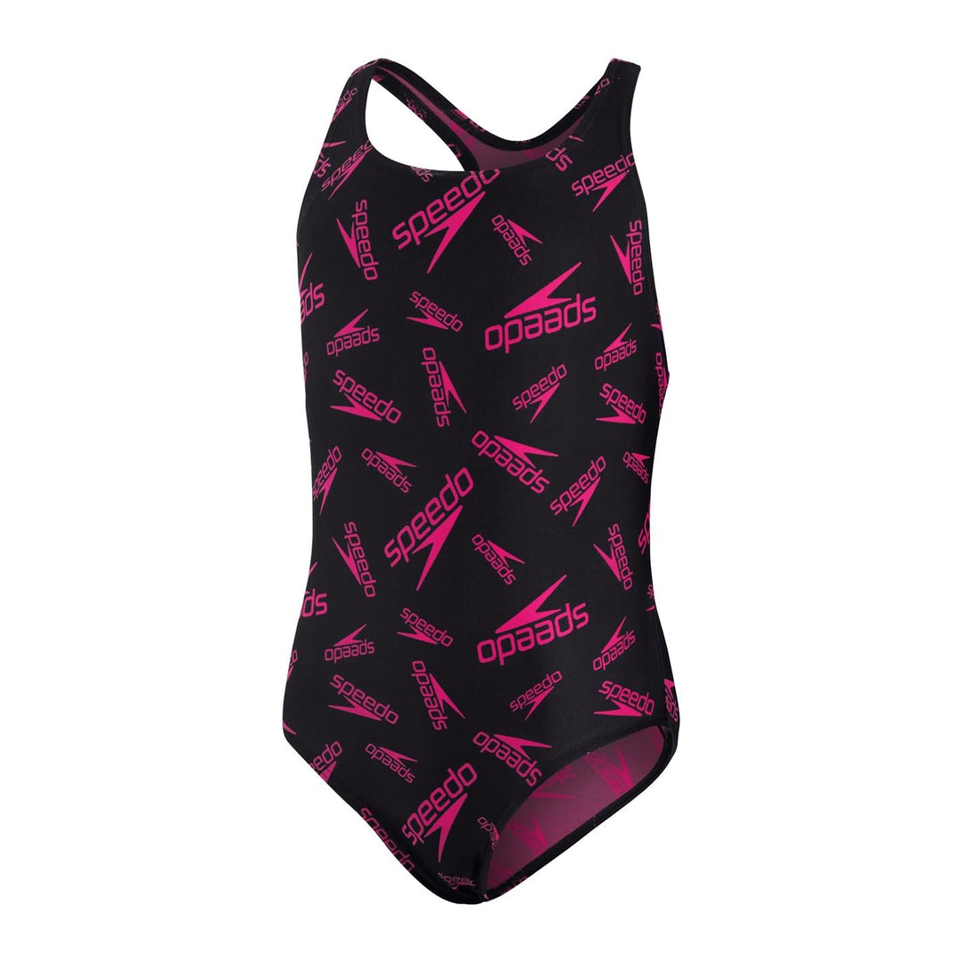 Speedo Mädchen HyperBoom Logo Medalist Badeanzug 13-14 Jahre Schwarz/Electric Rosa, 13-14 Jahre Schw