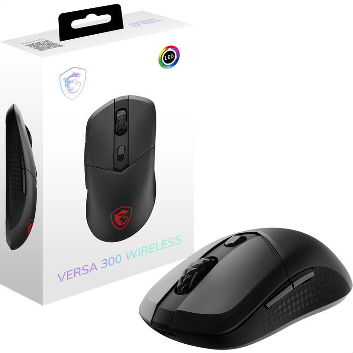 MSI Versa 300 Wireless Gaming-Maus – 8000 DPI optischer Sensor, 1000 Hz Polling-Rate, symmetrisch, 3