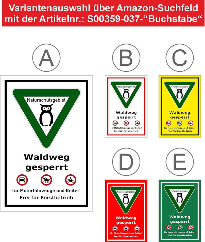 Melis Folienwerkstatt Schild Naturschutzgebiet Waldweg - 60x40cm - 3mm Aluverbund – 20 VAR S00359-03