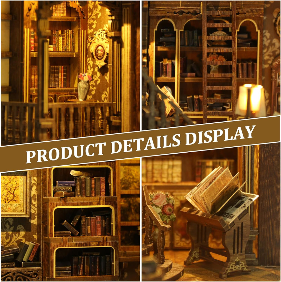 Book Nook Kit für Erwachsene: LUMYCE Holzpuzzle DIY Miniatur Haus 3D Puppenhaus - Buchstütze für Büc