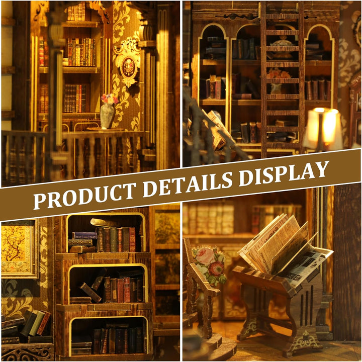 Book Nook Kit für Erwachsene: LUMYCE Holzpuzzle DIY Miniatur Haus 3D Puppenhaus - Buchstütze für Büc
