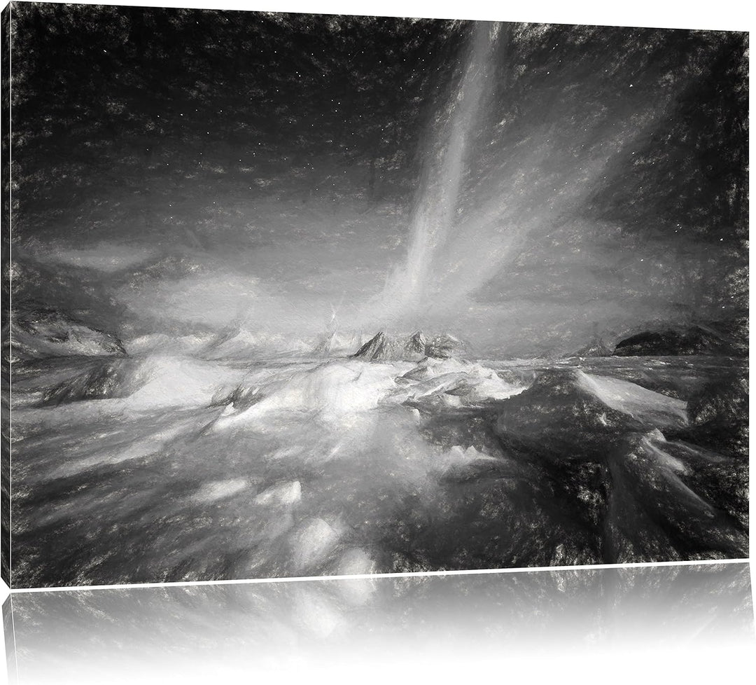 Pixxprint gewaltiges Polarlicht Kunst als Leinwandbild/Grösse: 100x70 cm/Wandbild/Kunstdruck/fertig