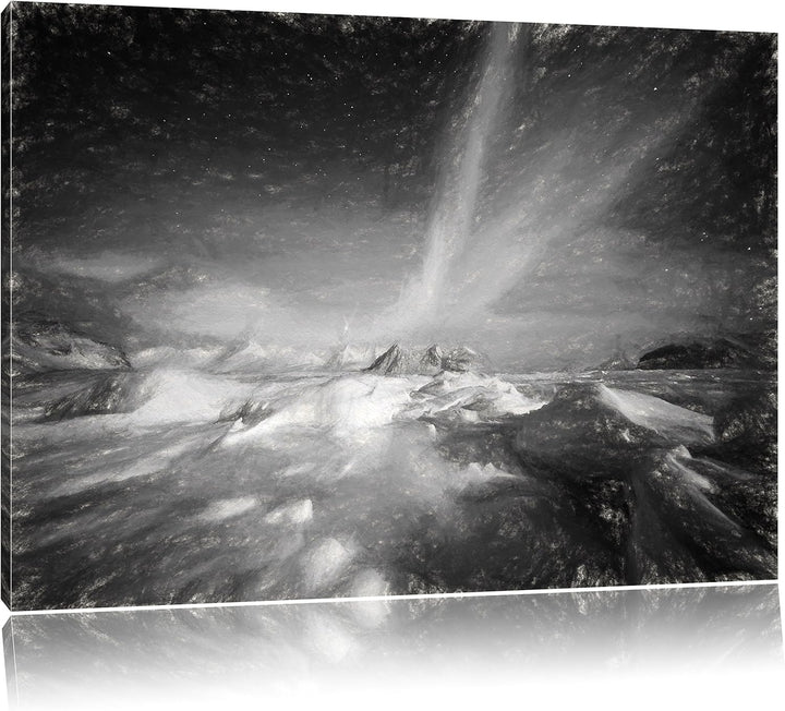 Pixxprint gewaltiges Polarlicht Kunst als Leinwandbild/Grösse: 100x70 cm/Wandbild/Kunstdruck/fertig