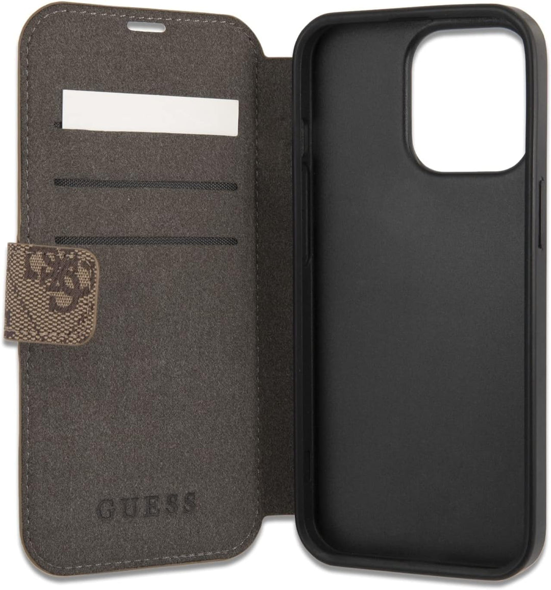 Guess Book Case 4G Stripe Hülle für iPhone 13 Pro, GUBKP13L4GDBR, Braun Brown, Brown